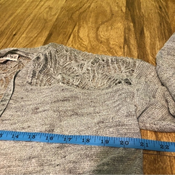 Knox Rose Grey Lace Loose Knit Open Acrylic Cardigan Sweater Womens Size Large - Picture 4 of 8